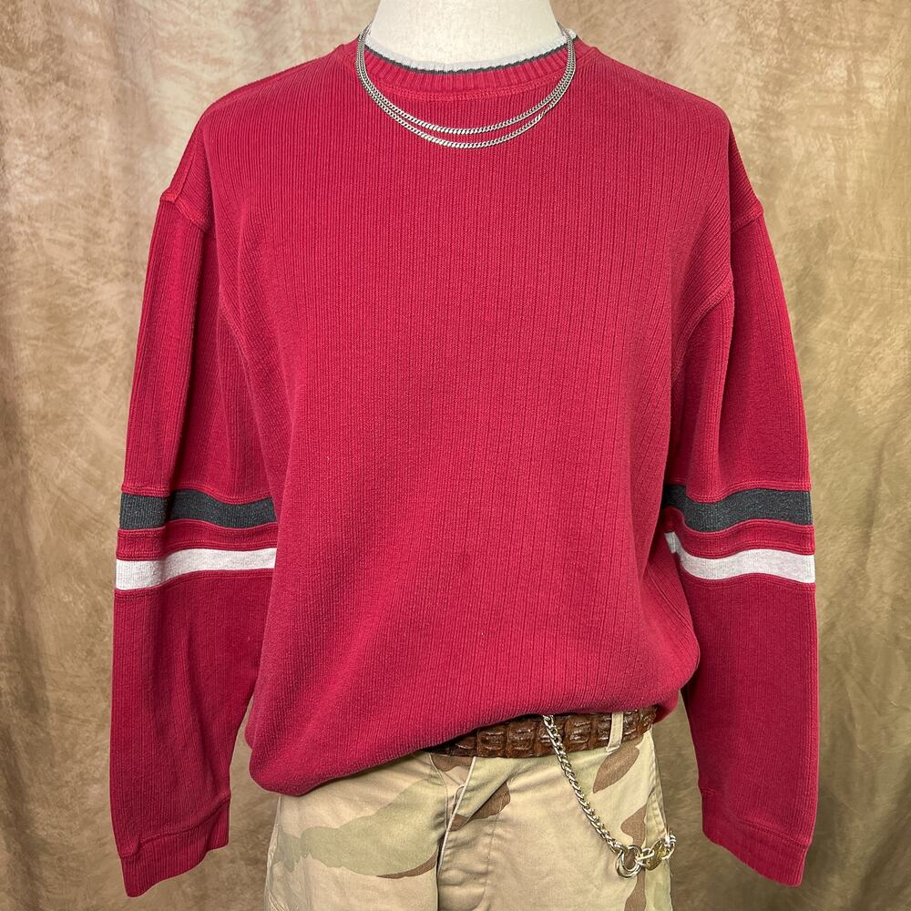 Vintage Y2K Ribbed Sweater Long Sleeve Striped Red Skater Xtreme Gear 2000s